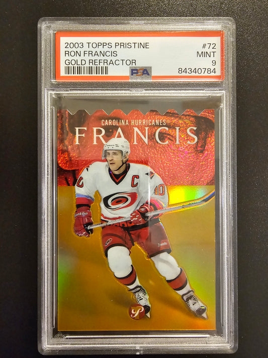 2003-04 Topps Pristine - Gold Refractor Die-Cut Ron Francis #72 /33 PSA9