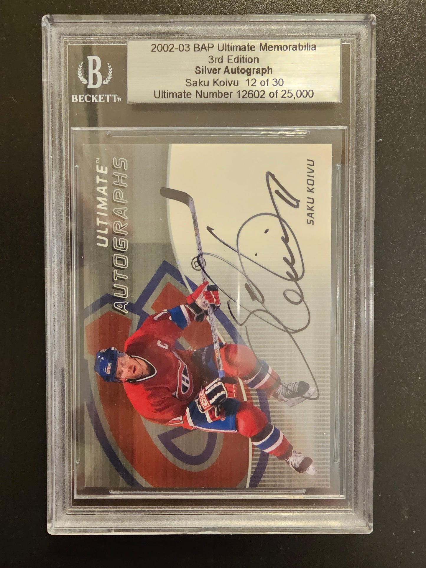 2002-03 In the Game Be A Player Ultimate Memorabilia 3rd Edition - Silver Autograph Saku Koivu /30