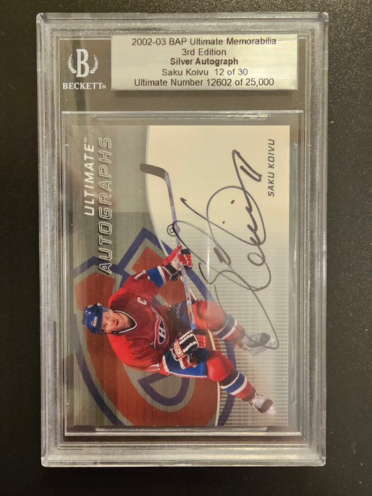 2002-03 In the Game Be A Player Ultimate Memorabilia 3rd Edition - Silver Autograph Saku Koivu /30