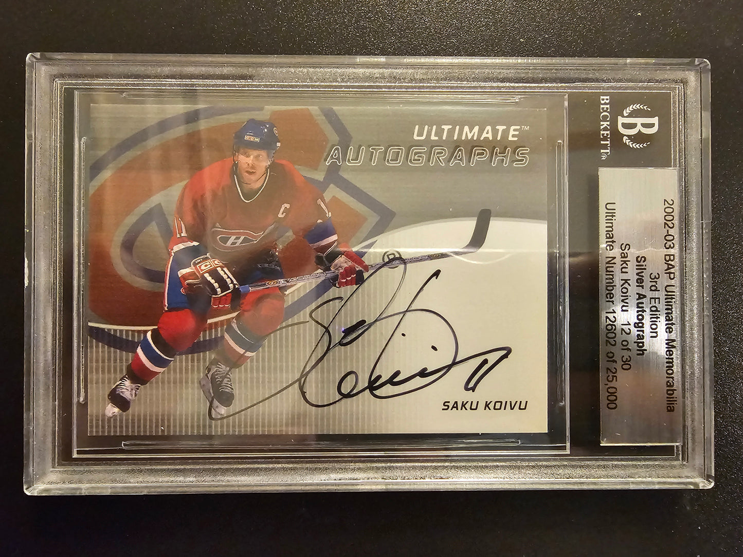 2002-03 In the Game Be A Player Ultimate Memorabilia 3rd Edition - Silver Autograph Saku Koivu /30