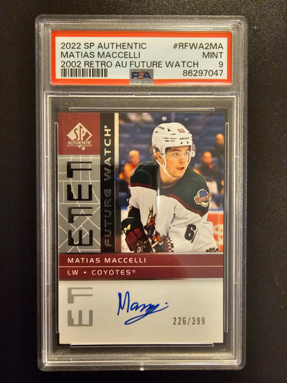 2022-23 Upper Deck SP Authentic - 2002-03 Retro Autographed Future Watch Matias Maccelli #RFWA2-MA PSA 9 /399 RY