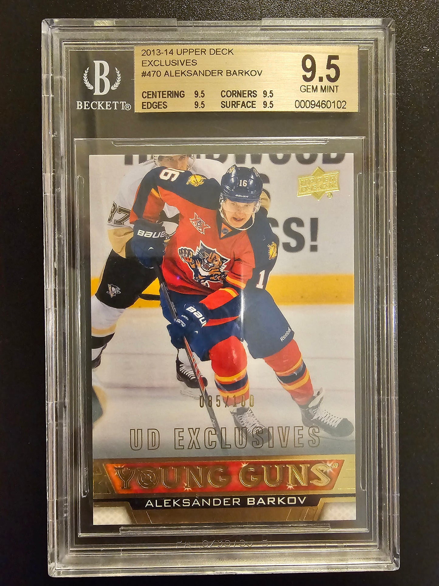 2013-14 Upper Deck Young Guns Aleksander Barkov - UD Exclusives #470 /100 BGS 9.5 True Gem RC