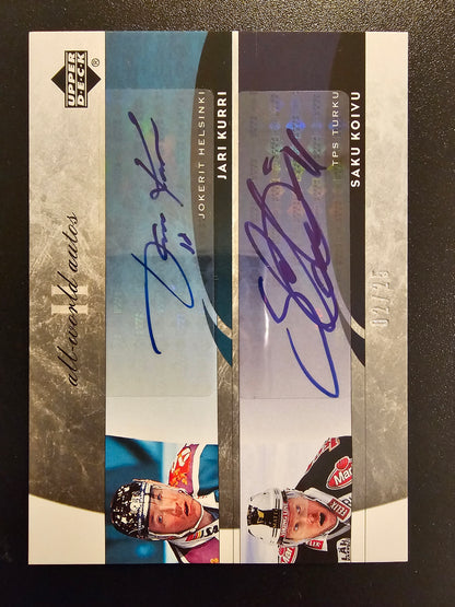 2004-05 Upper Deck All-World Dual Autographs #ADKK Jari Kurri / Saku Koivu /25