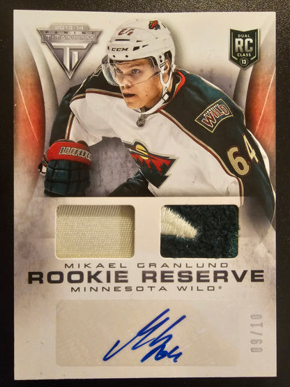 2013-14 Panini Titanium - Home Sweaters Memorabilia Autographs Mikael Granlund #HSMGR /10 RY