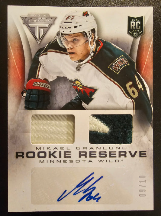 2013-14 Panini Titanium - Home Sweaters Memorabilia Autographs Mikael Granlund #HSMGR /10 RY