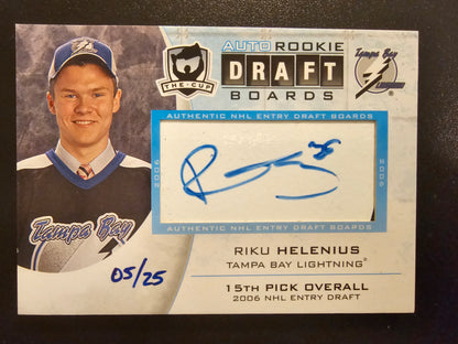 2009-10 Upper Deck The Cup Auto Draft Boards Riku Helenius #DBRH /25