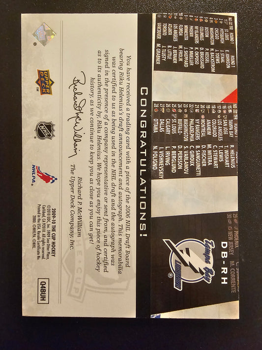 2009-10 Upper Deck The Cup Auto Draft Boards Riku Helenius #DBRH /25
