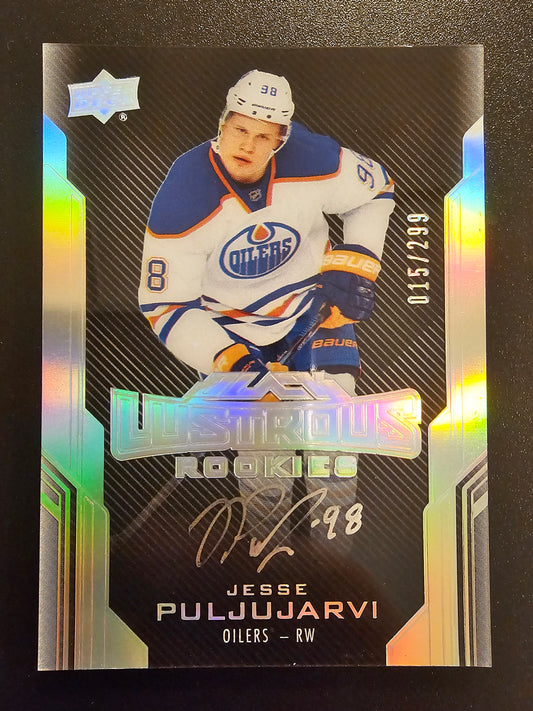 2016-17 UD Black - Lustrous Rookies Signatures - Jesse Puljujarvi RY #66 /299