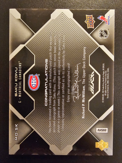 2008-09 Upper Deck UD Black - Marks of Obsidian Saku Koivu #MO-SK /35