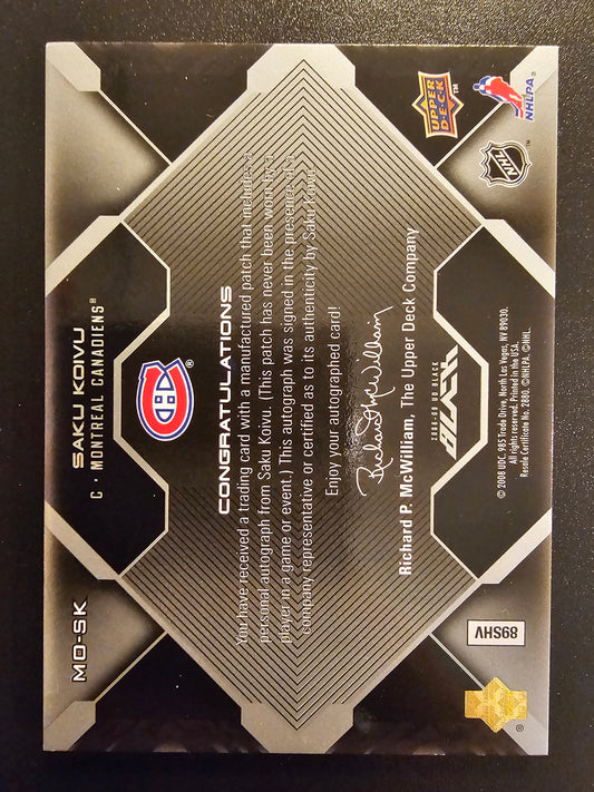 2008-09 Upper Deck UD Black - Marks of Obsidian Saku Koivu #MO-SK /35