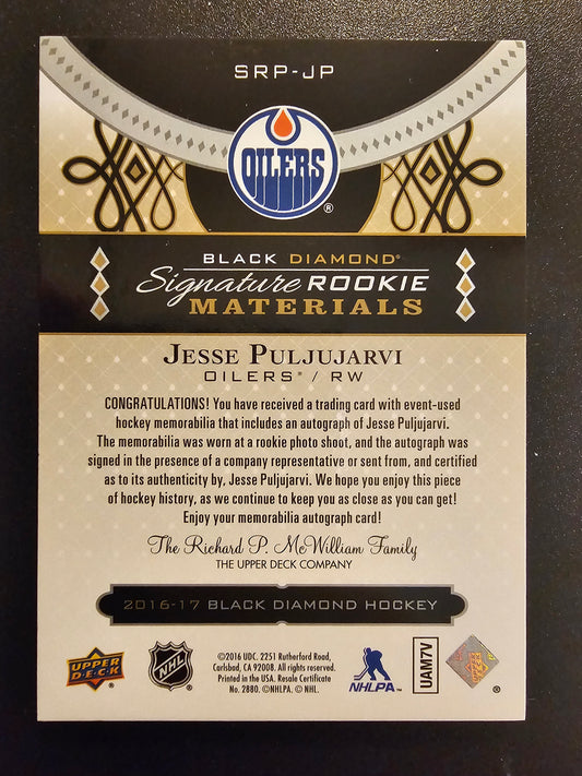 2016-17 Upper Deck Black Diamond - Signature Rookie Materials - Jesse Puljujarvi #SRP-JP /25 RY