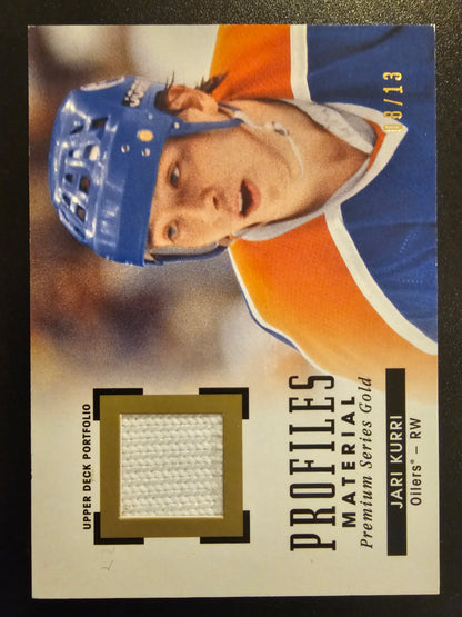 2015-16 Upper Deck Portfolio - Profiles Materials Jerseys - Gold Premium Series - Jari Kurri #PM-JK /13