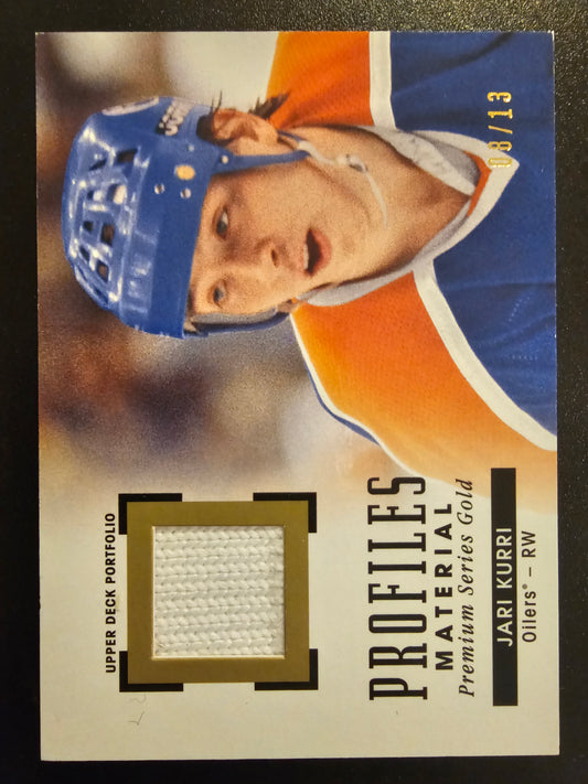 2015-16 Upper Deck Portfolio - Profiles Materials Jerseys - Gold Premium Series - Jari Kurri #PM-JK /13