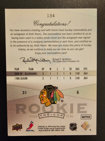2009-10 Upper Deck The Cup RPA - Antti Niemi #134 /249 RC