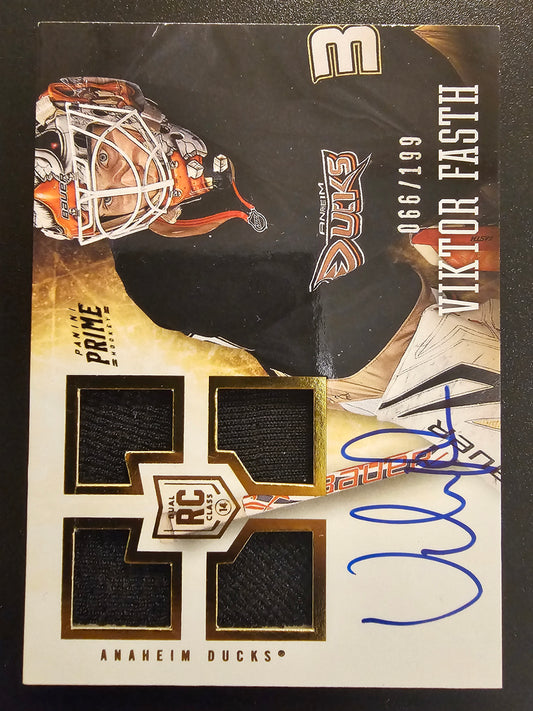 2013-14 Panini Prime - Rookie Patch Autograph - Viktor Fasth #101 /199 RC