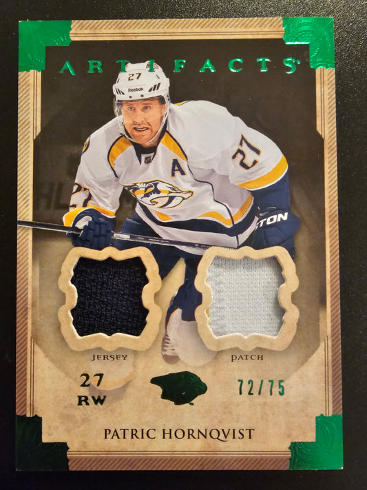 2013-14 Upper Deck Artifacts - Emerald Jersey/Patch Patrick Hornqvist #78 /75