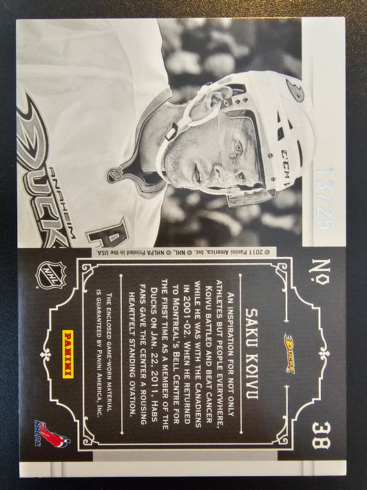 2010-11 Panini Dominion Peerless Patches - Saku Koivu #38 /25