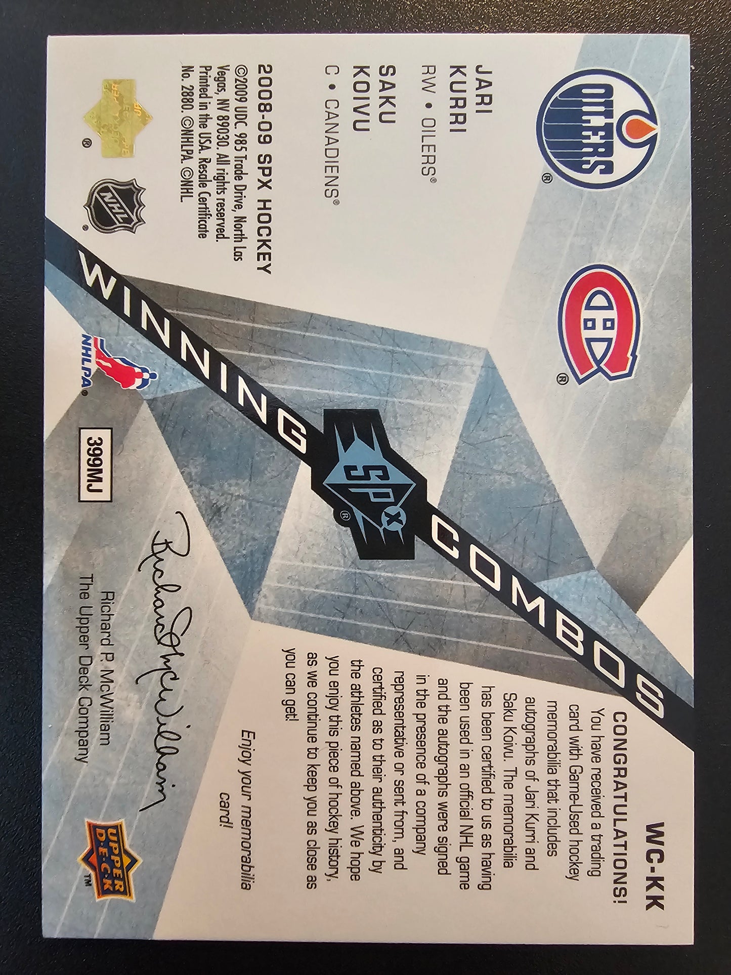 2008-09 Upper Deck SPx - Winning Combos - Radiance Autographs #WC-KK /25