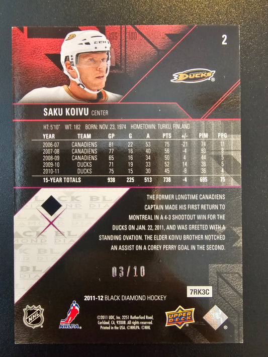 2011-12 Upper Deck Black Diamond - Gold - Saku Koivu #2 /10