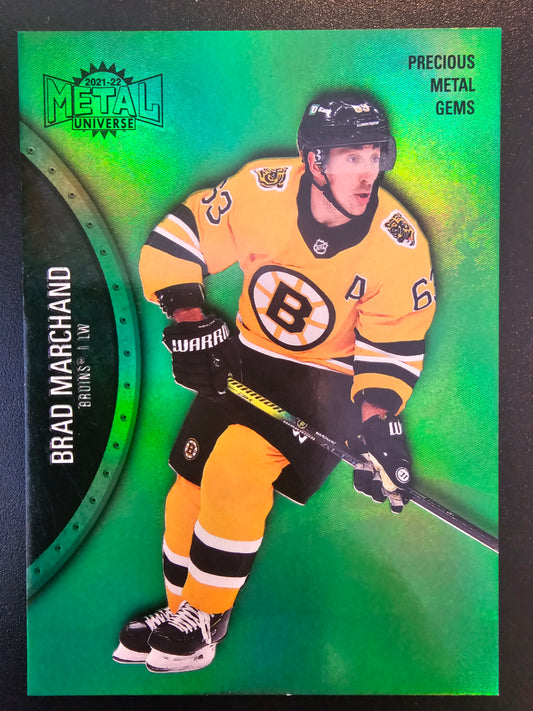2021-22 Skybox Metal Universe - Precious Metal Gems Green Brad Marchand #147 /10