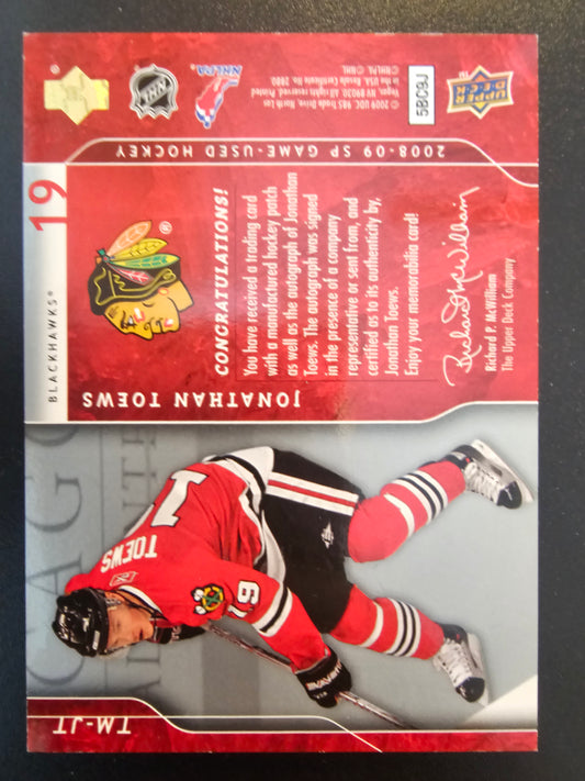 2008-09 Upper Deck SP Game Used Edition - Team Marks Jonathan Toews #TM-JT /50