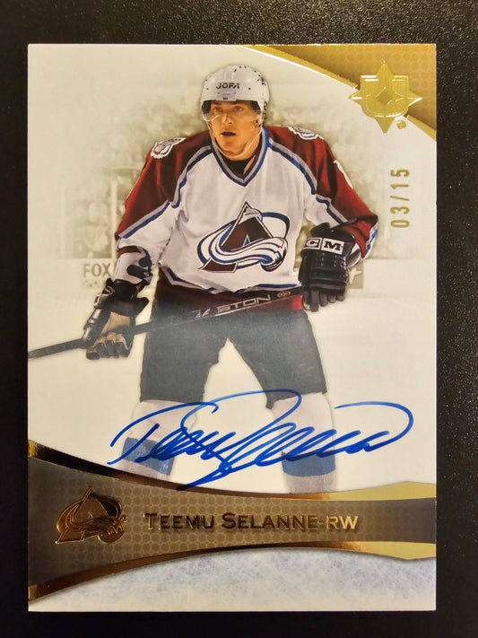 2022-23 Upper Deck Ultimate Collection - Autographs Gold - Teemu Selanne #76 /15
