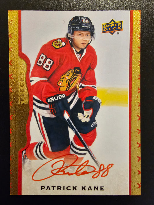 2014-15 Upper Deck Masterpieces - Red Framed Autographs Patrick Kane #8 /15