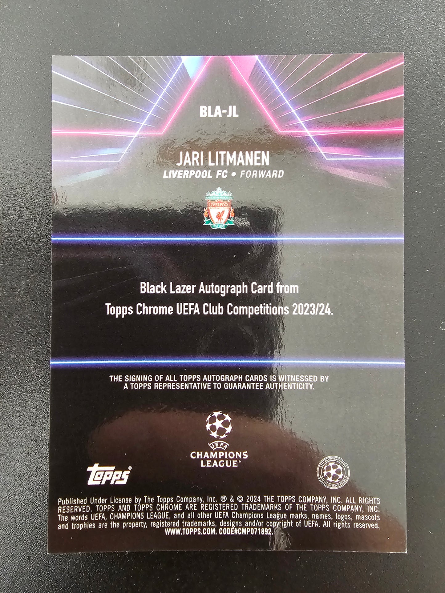 2023-24 Topps Chrome Blue Lazer Auto - Jari Litmanen #BLA-JL /150