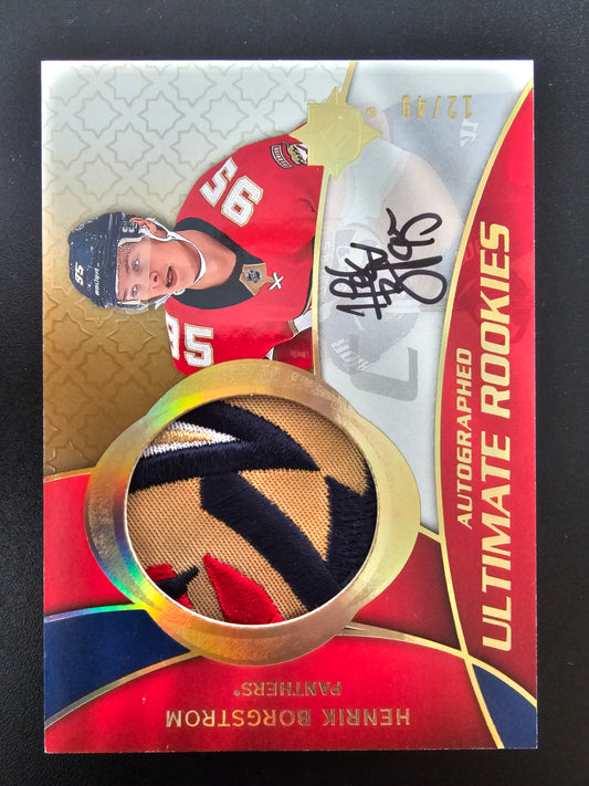 2018-19 Upper Deck Ultimate Collection - 2008-09 Retro Rookies Auto Patch - Henrik Borgstrom #RRPA-HB  /49 RY