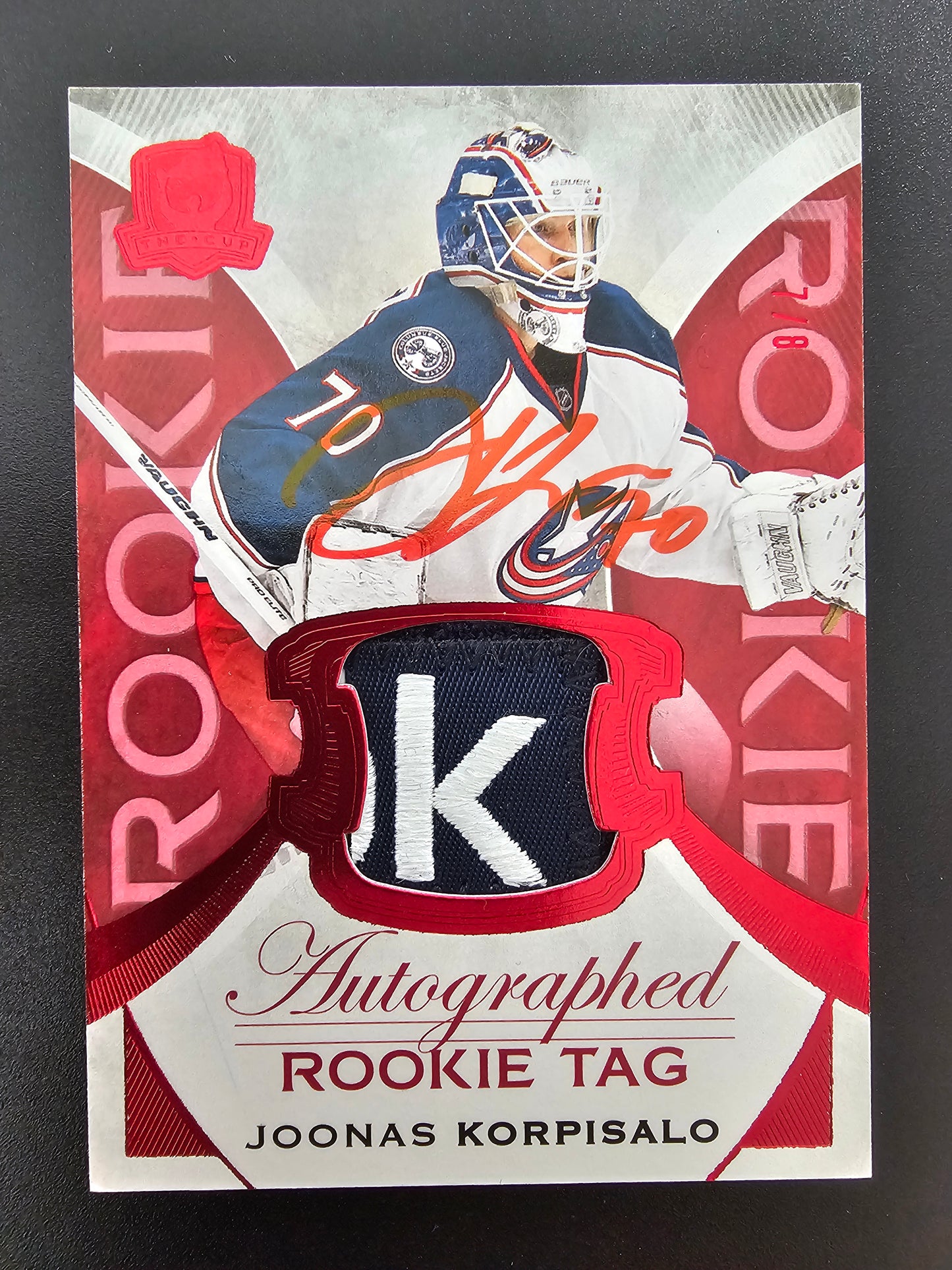 2015-16 Upper Deck The Cup - Red Foil Autographed Rookie Tag - Joonas Korpisalo  #129 /8 RC