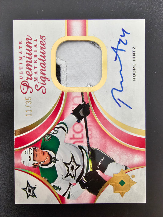 2021-22 Upper Deck Ultimate Collection - Ultimate Material Signatures - Premium - Roope Hintz #UMS-RH /35