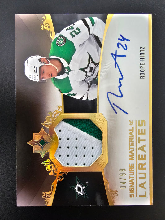 2021-22 Upper Deck Ultimate Collection - Signature Material Laureates Roope Hintz #SML-RH /99