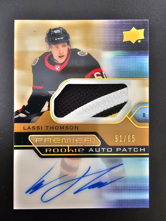 2021-22 Upper Deck Premier - Acetate Rookie Auto Patch Gold - Lassi Thomson #AR-LT /65 RY