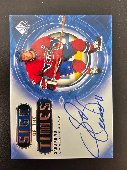 2020-21 Upper Deck SP Authentic - Sign of the Times - Saku Koivu #SOTT-SK