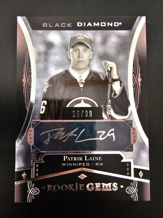 2016-17 Upper Deck Black Diamond - Rookie Gems - Pure Black Signatures - Patrik Laine #RG-PL /99 RY