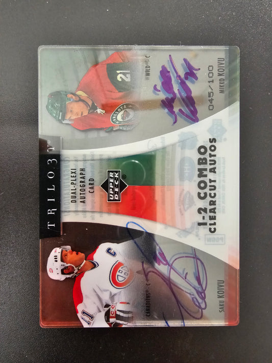 2006-07 Upper Deck Trilogy 1-2 Combo Clearcut - Saku Koivu - Mikko Koivu #C2-KK /100
