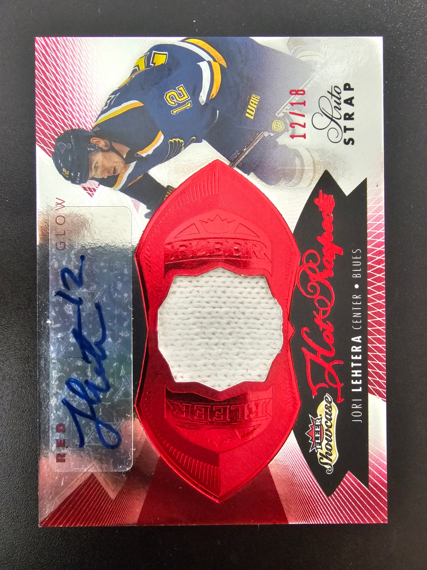 2014-15 Fleer Showcase - Red Glow Hot Prospects Auto Patch - Jori Lehtera #205 /18 RC
