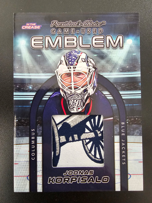 2022-23 President's Choice In the Crease - Game-Used Emblem - Joonas Korpisalo #GUE-20 /10