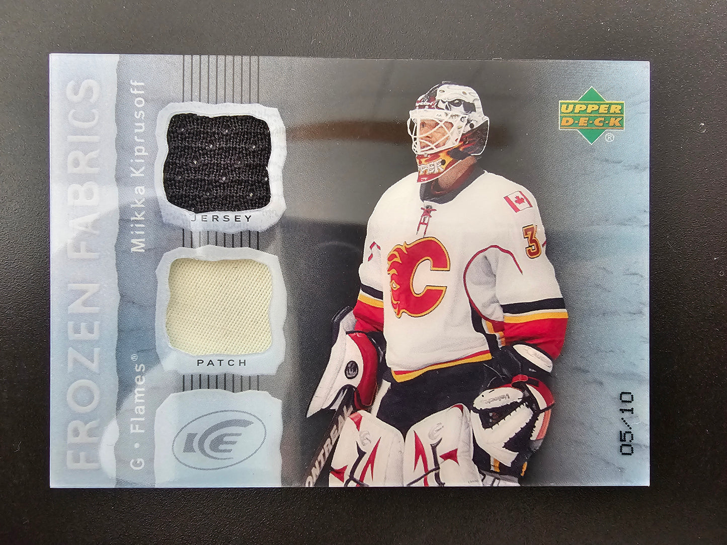 2007-08 Upper Deck Ice - Frozen Fabrics Jersey/Patch - Miikka Kiprusoff #FF-MK /10