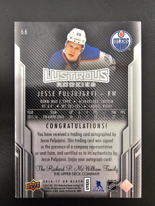 2016-17 UD Black - Lustrous Rookies Signatures Gold - Jesse Puljujarvi RY #66 /35