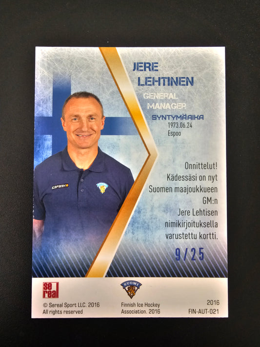 2016 Sereal Team Finland Autograph Jere Lehtinen #FIN-AUT-021 /25