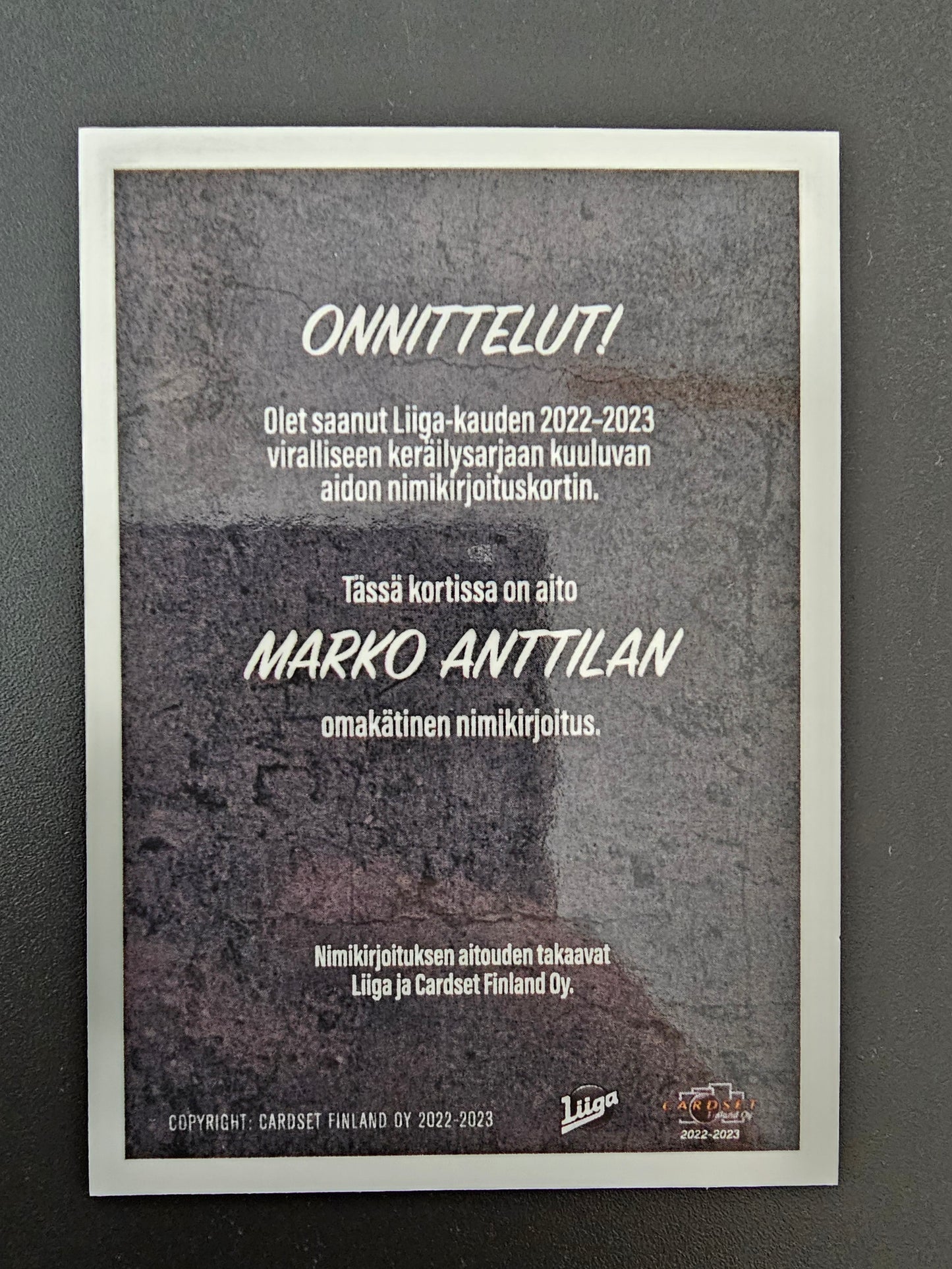 2022-23 Cardset Signature Limited Edition - Marko Anttila /40
