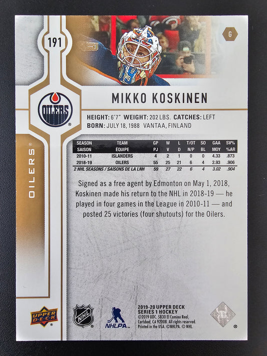 2019-20 Upper Deck -  High Gloss - Mikko Koskinen #191 /10
