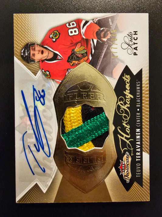 2014-15 Upper Deck Fleer Showcase - Hot Prospects Auto Patch - Teuvo Teravainen #189 /375 RC
