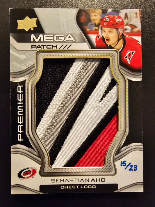 2022-23 Upper Deck Premier - Premier Mega Patch - Chest Logos - Sebastian Aho #PMP-SA /23