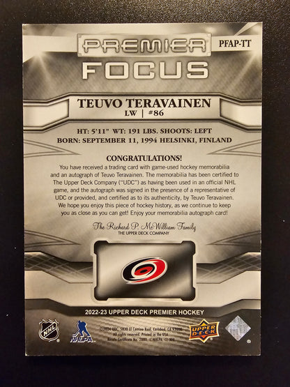2022-23 Upper Deck Premier - Premier Focus Auto Patch - Teuvo Teravainen #PFAP-TT /49