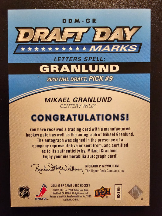 2012-13 SP Game Used Edition - Draft Day Marks - Mikael Granlund #DDM-G /35