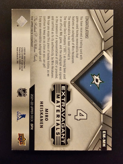 2021-22 Upper Deck SPx - Extravagant Materials Autograph - Miro Heiskanen #EM-MH /25