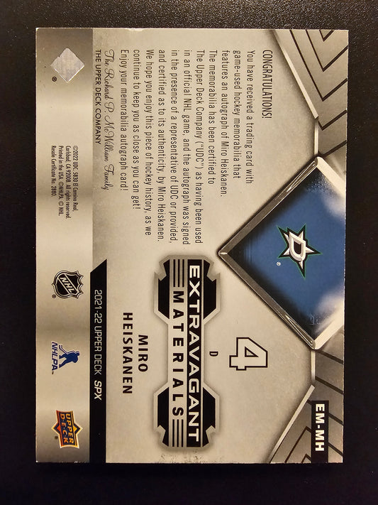 2021-22 Upper Deck SPx - Extravagant Materials Autograph - Miro Heiskanen #EM-MH /25