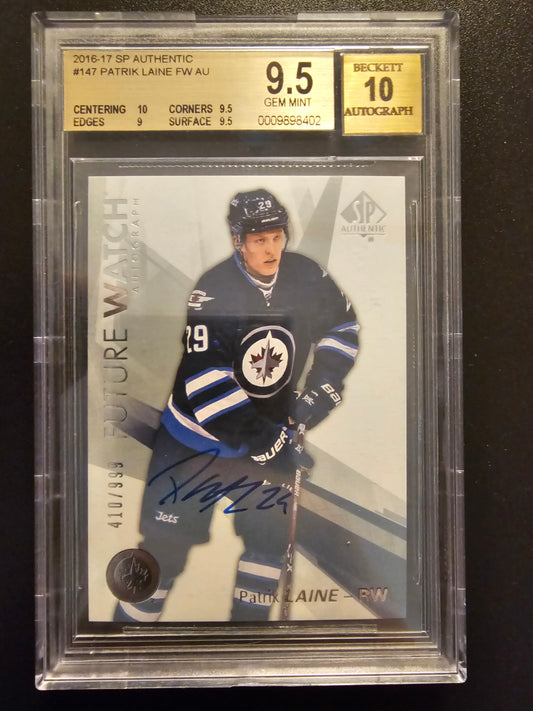 2016-17 Upper Deck SP Authentic Future Watch - Patrik Laine #147 /999 BGS 9.5 Auto 10 RC
